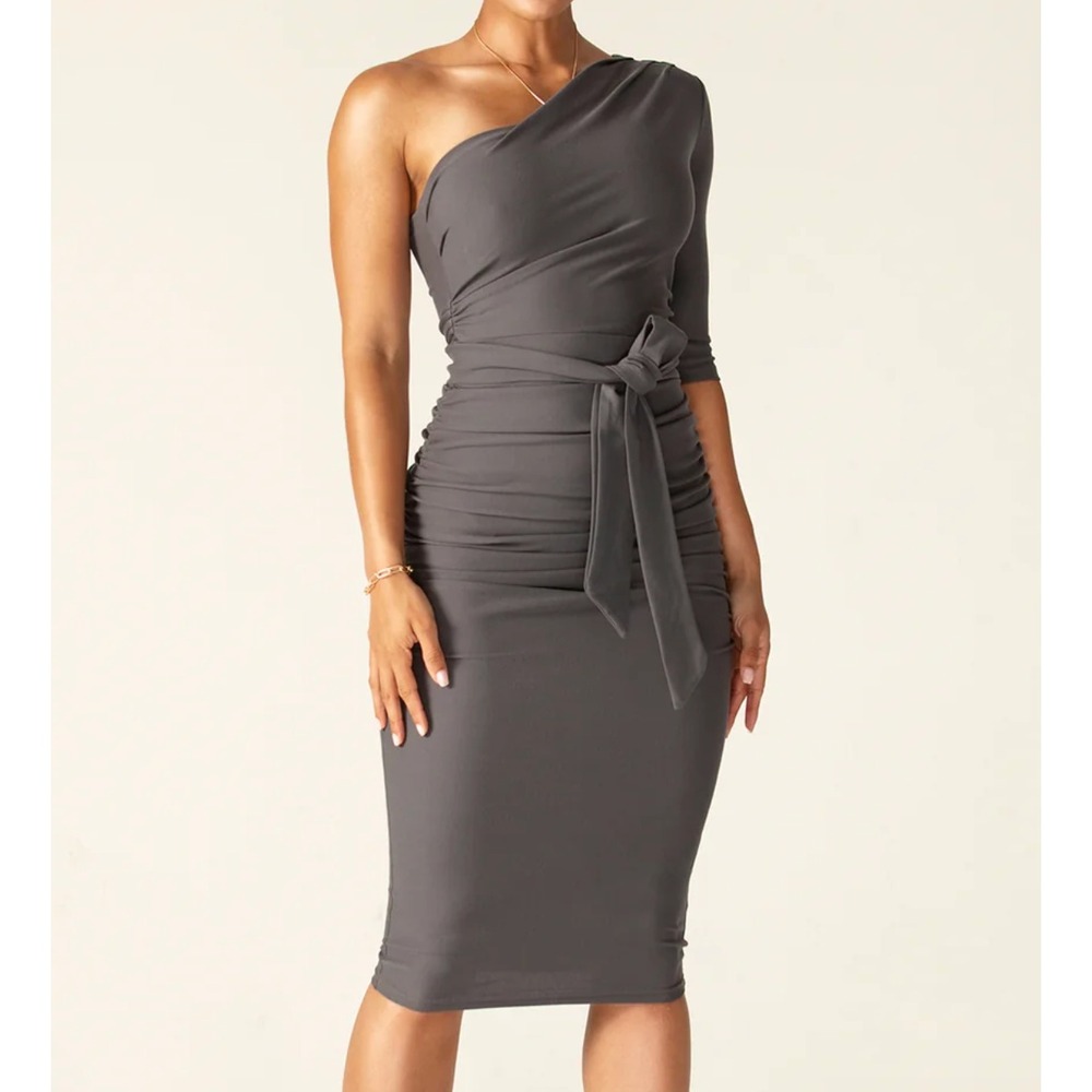 Alieva Dolly Elegant Bodycon Dress in Gray sz XL‎